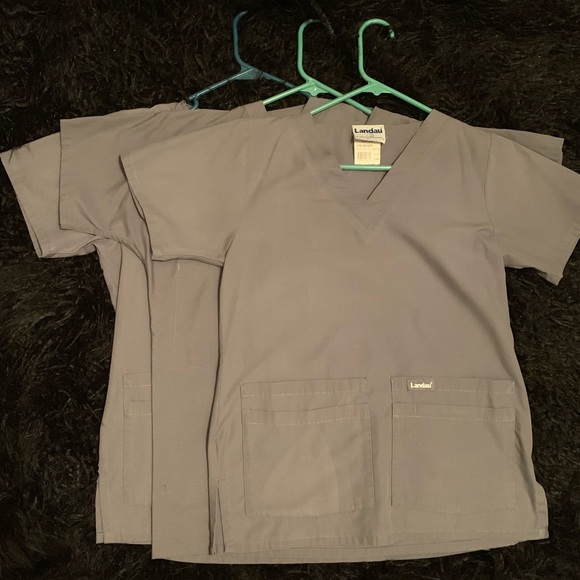 Set of 3 Gray Landau Scrub Tops - Picture 1 of 4